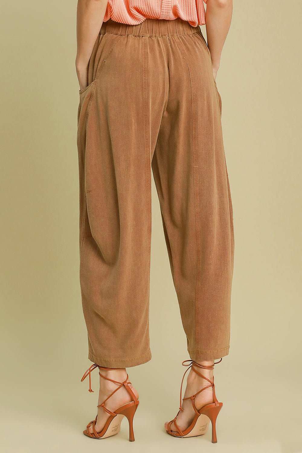 Umgee Elastic Waist Baggy Fit Pants with Pockets