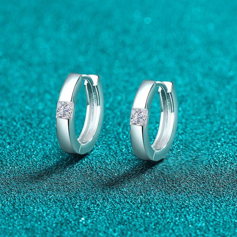 925 Sterling Silver Moissanite Huggie Earrings