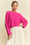 Davi & Dani Diamond Cable Pattern Drop Shoulder Sweater in pink with relaxed fit and elegant design.