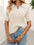 Mandy Cable Knit Johnny Collar Half Sleeve Sweater in cream color, featuring a cable-knit design.