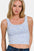 Zenana washed ribbed scoop neck wide strap tank in blue on model.