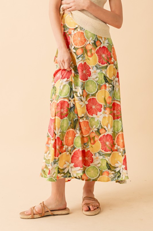 Aemi + Co Fruit Print Maxi Skirt