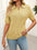 Mandy cable knit Johnny collar half sleeve sweater in yellow, featuring a stylish cable-knit design.