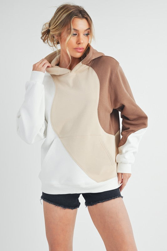 Aemi + Co Color Block Hoodie with Kangaroo Pocket