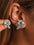 18K gold-plated stainless steel blue bow stud earrings.