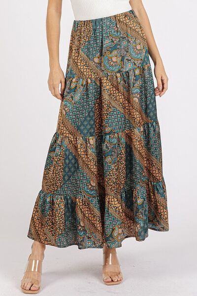 Mittoshop Paisley Patchwork Print Satin Maxi Skirt