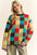 Davi & Dani Color Block Checkered Dropped Shoulder Sweater on model