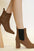 Beast Fashion Faux Suede Block Heel Chelsea Boots with Elastic Side Panel in brown.