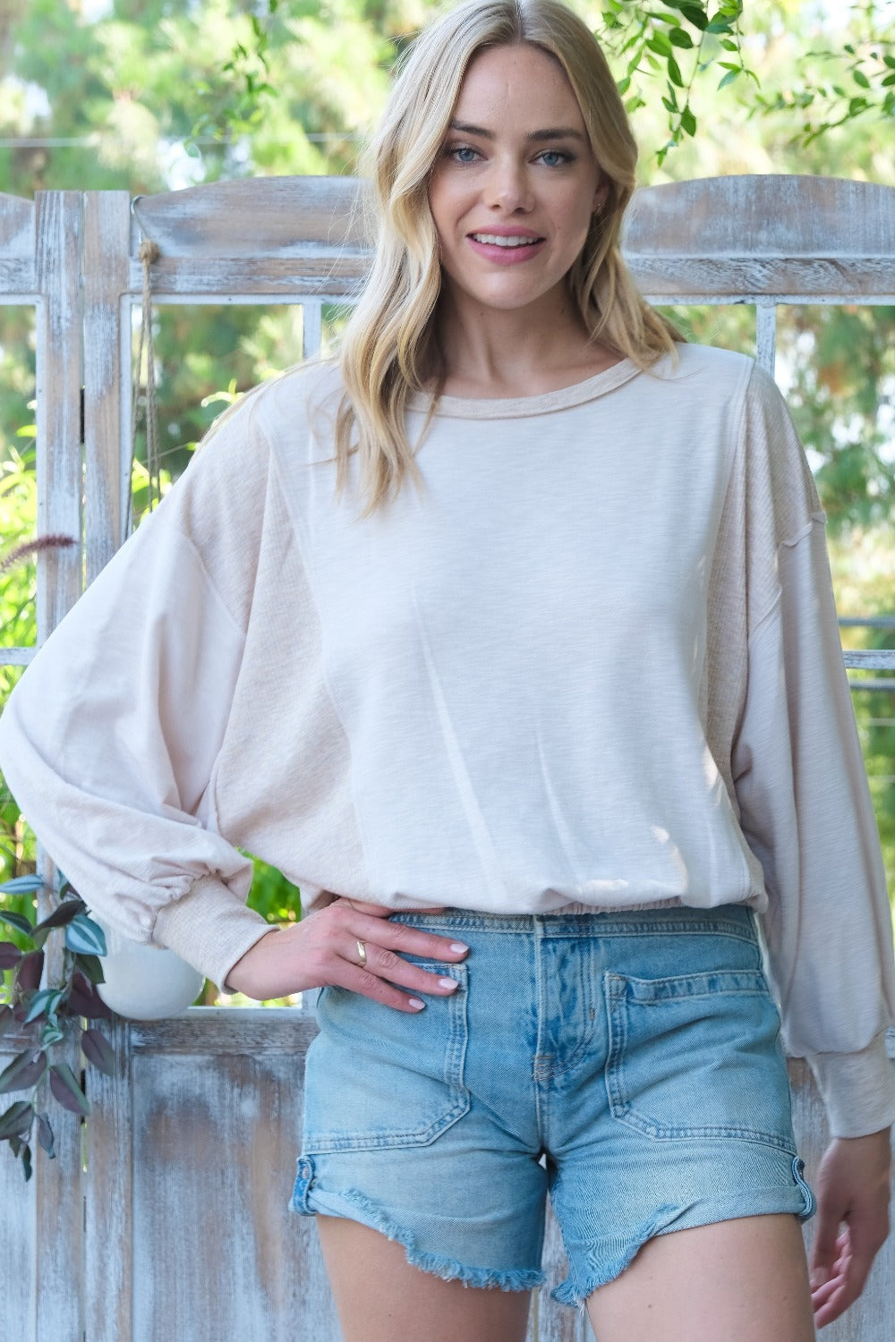 Hailey & Co Rib and Two Tone Knit Mixed Top