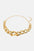 Acrylic chain belt in gold with adjustable length.