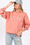 SAGE + FIG LOVE Path Applique Drop Shoulder Sweatshirt, casual pink style with LOVE patch, round neckline, dropped shoulders, ribbed hems, heart back patch, cozy and chic.