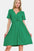 Zenana Surplice Short Sleeve Brushed DTY Dress in green, featuring a flattering surplice neckline and soft fabric.