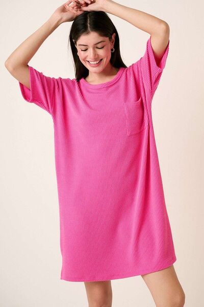 Mittoshop Urban Rib Knit Short Sleeve Tee Dress