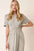 Mittoshop side slit round neck short sleeve dress in gray.