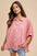 Annie Wear Striped Button Up Half Sleeve Shirt in pink cotton fabric, featuring a high-low hem and classic button-up design, perfect for casual outfits.