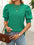 Mandy Mock Neck Puff Sleeve Sweater in green with moderate stretch and basic style.