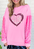 Valentine’s Day sequin heart long sleeve pink sweatshirt.