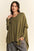 Davi & Dani high-low side slit batwing sleeve top in green, featuring a stylish high-low hem and loose batwing sleeves.