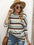 Full size striped round neck long sleeve t-shirt, plus size, casual style.