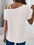 Asymmetrical neck short sleeve white t-shirt with basic style and slightly stretchy fabric.