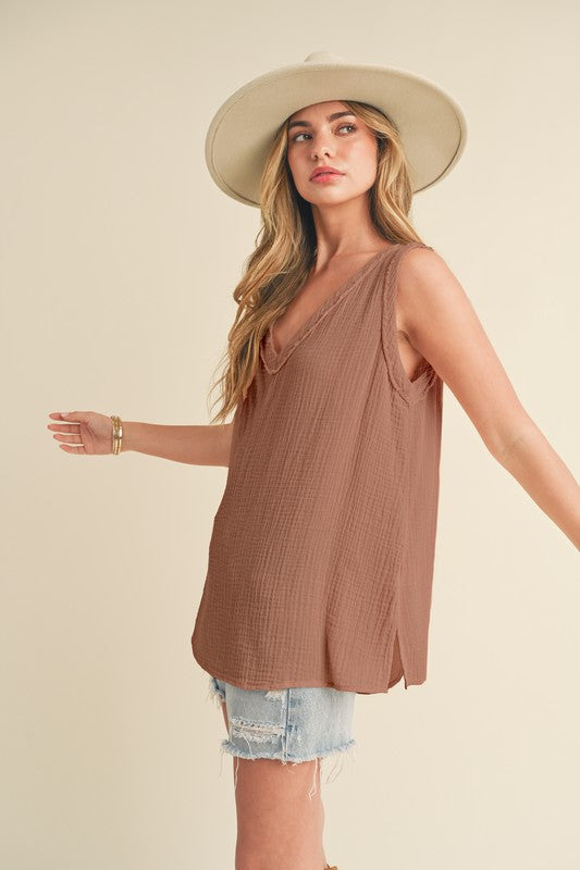 Aemi + Co V-Neck Wide Strap Tank