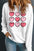 Valentine's Day heart round neck long sleeve sweatshirt with heart pattern design.