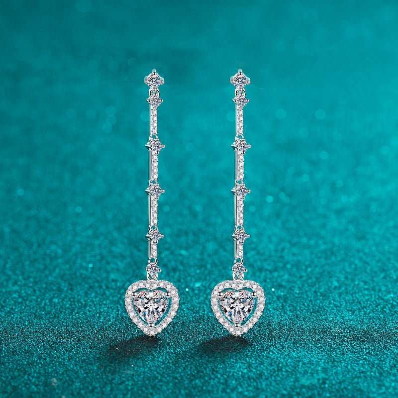 2 Carat Moissanite Zircon 925 Sterling Silver Heart Earrings