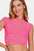 Zenana ribbed round neck cropped top in pink with a stylish design.