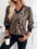 Leopard V-Neck Long Sleeve T-Shirt with slight stretch fabric.