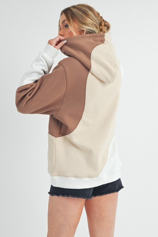 Aemi + Co Color Block Hoodie with Kangaroo Pocket