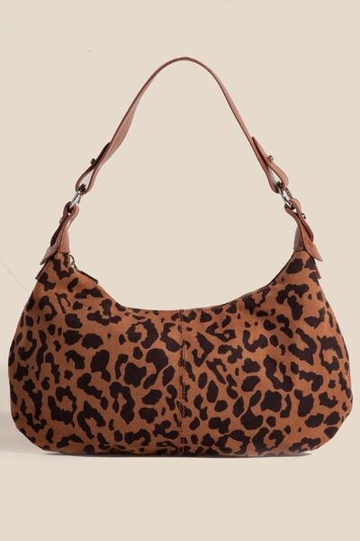 Fame Leopard Middle Stitch Zipper Handbag