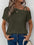 Asymmetrical Neck Short Sleeve T-Shirt in dark green, basic style, slightly stretchy fabric.