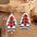 Christmas tree PU leather earrings with plaid and stripe design, alloy material, 1-pair.