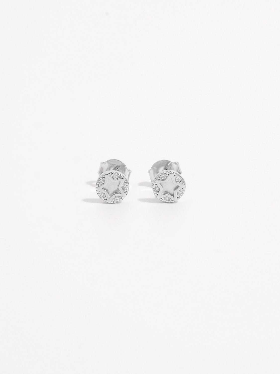 925 Sterling Silver Zircon Star Stud Earrings