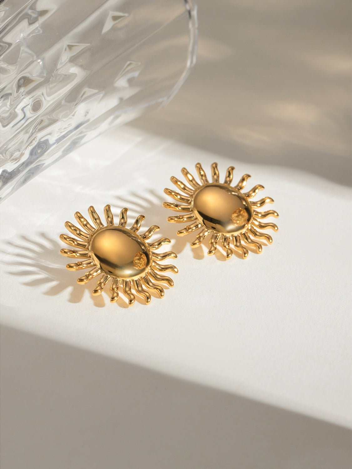 18K Gold-Plated Stainless Steel Sun Stud Earrings