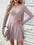 Ribbed round neck long sleeve mini dress in light pink.