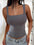 Devine Square Neck Wide Strap Tank in gray, basic style, slightly stretchy viscose blend.