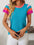 Mandy contrast round neck short sleeve knit top in vibrant colors.