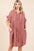 Mittoshop Mineral Wash Cotton Gauze Mini Shirt Dress with button-down front, ruffle sleeves, and side pockets, styled for casual outings.