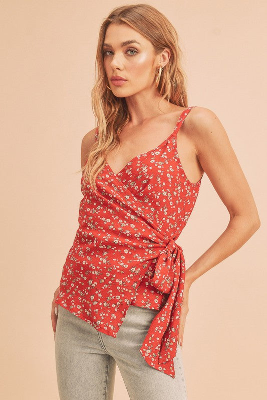 Aemi + Co Ditsy Floral Surplice Adjustable Straps Cami