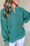 Notched drop shoulder long sleeve sweatshirt in green with a comfortable fit.