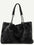 Large faux fur solid color tote bag with chain handles.