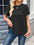 Lovelet round neck short sleeve rib T-shirt in black, worn by a model with casual jeans.