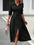 Collared neck long sleeve midi shirt dress with tied waist and buttoned front, made from 95% polyester and 5% spandex.