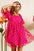 BiBi Polka Dot Mesh Puff Sleeve Dress in bright pink with whimsical polka dots.