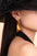 18K gold-plated triangle dangle earrings, worn by model.