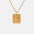 Stainless steel inlaid rhinestone rectangle pendant necklace with 18K gold-plating.