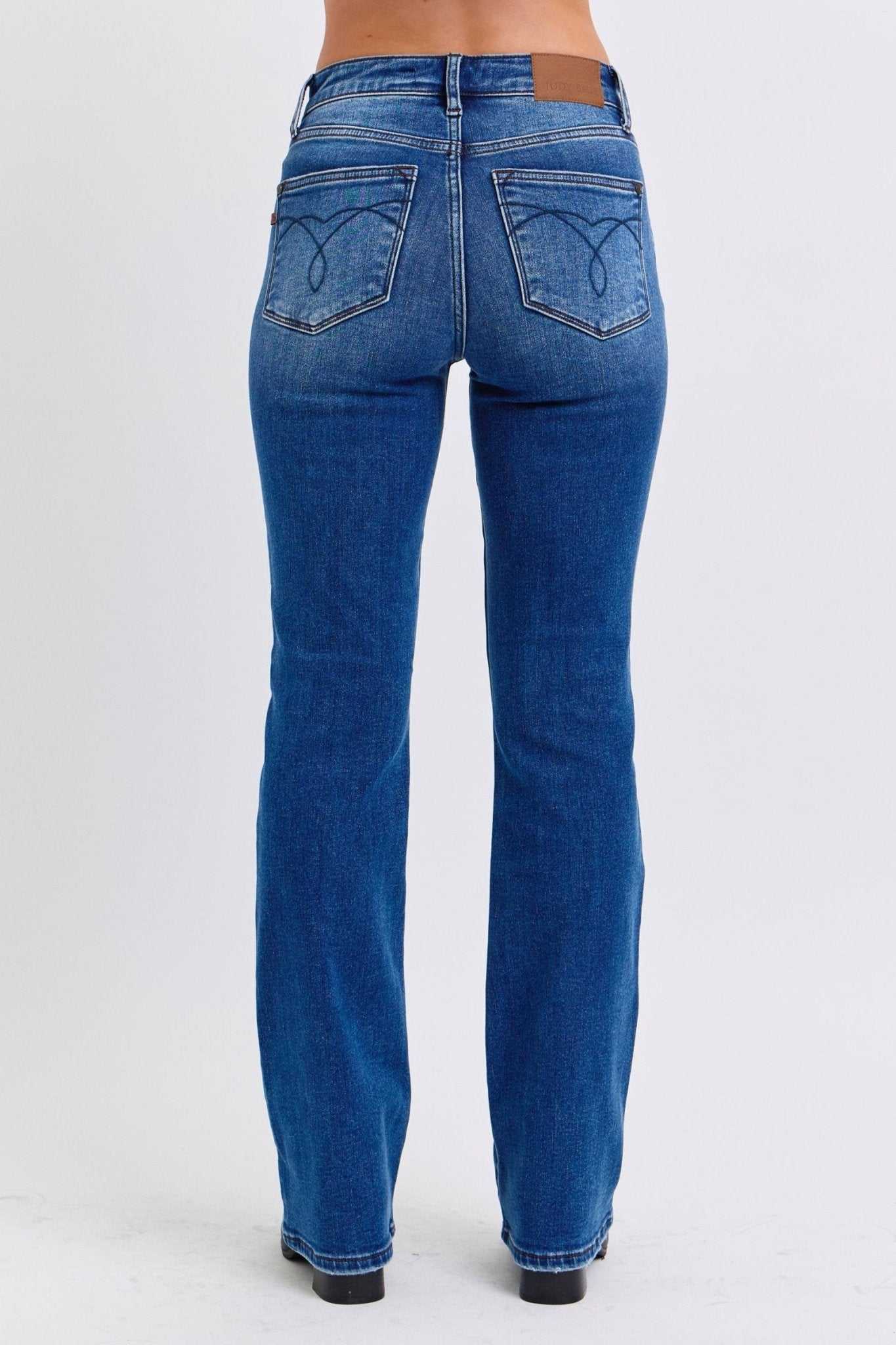 Judy Blue Full Size Run Mid-Rise Bootcut Jeans with Thermal Lining