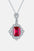 925 Sterling Silver Ruby Pendant Necklace featuring cultivating ruby stone.