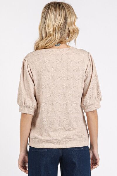 Mittoshop Fan Shell Texture Short Puff Sleeve Knit Top